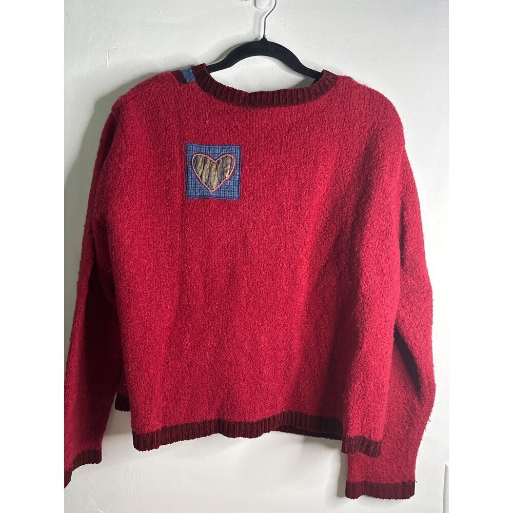 VTG Wool Blend Christmas Sweater Women’s L Holiday Patchwork Festive Knit Y2K - Picture 8 of 8